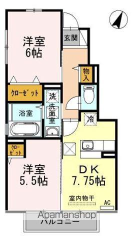 ヴィーナス(2DK/1階)の間取り写真