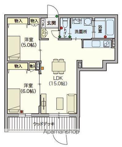 オカバ練馬平和台ヘーベルVILLAGE(2LDK/1階)の間取り写真