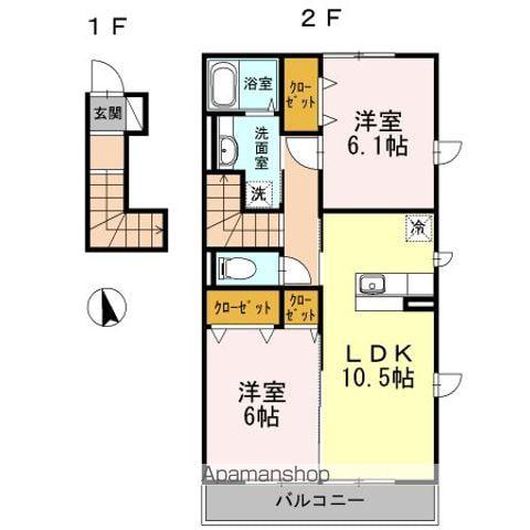 ラッキーベル C(2LDK/2階)の間取り写真