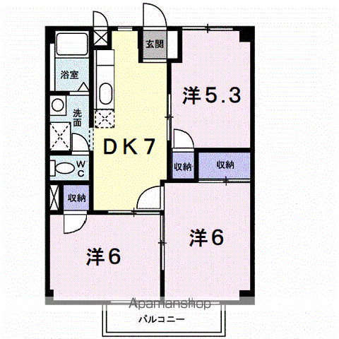 グリーンアビタシオン(3DK/2階)の間取り写真