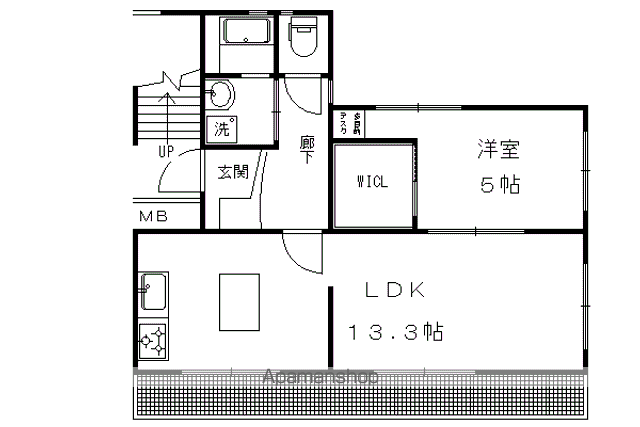クラヴィーア鹿ケ谷(1LDK/2階)の間取り写真