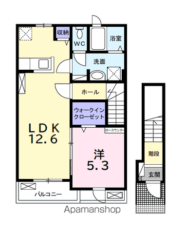 ヒカルサ市原姉ヶ崎イースト(1LDK/2階)の間取り写真