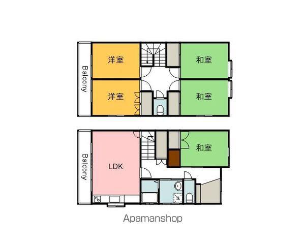 山陽本線 向洋駅 徒歩17分 2階建 築37年(5LDK)の間取り写真