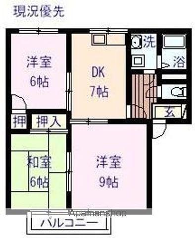 ラフォーレ壱番館(3DK/2階)の間取り写真