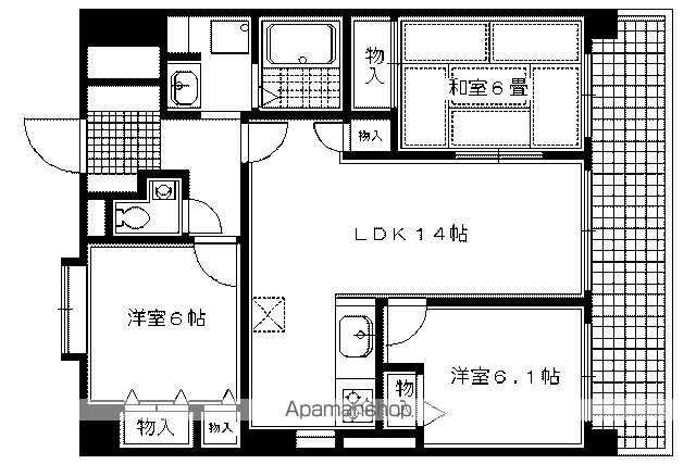 ルイシャトレ下鴨本通(3LDK/3階)の間取り写真