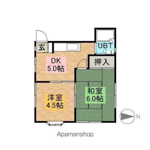 サンハイツ白岡(2K/1階)の間取り写真