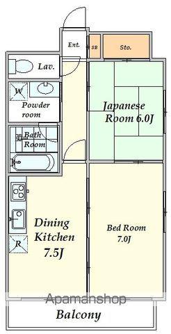 カスタリア新宿7丁目(2DK/4階)の間取り写真