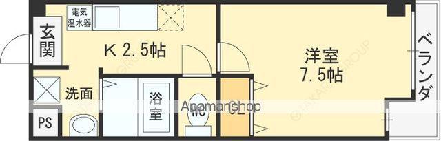 ワンルームマンション フレンディー(1K/3階)の間取り写真