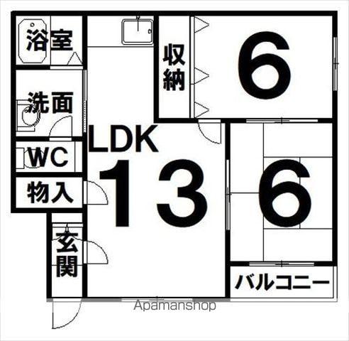 根室本線 帯広駅 バス乗車時間:18分 北鈴蘭南4丁目バス停で下車 徒歩8分 2階建 築28年(2LDK/1階)の間取り写真