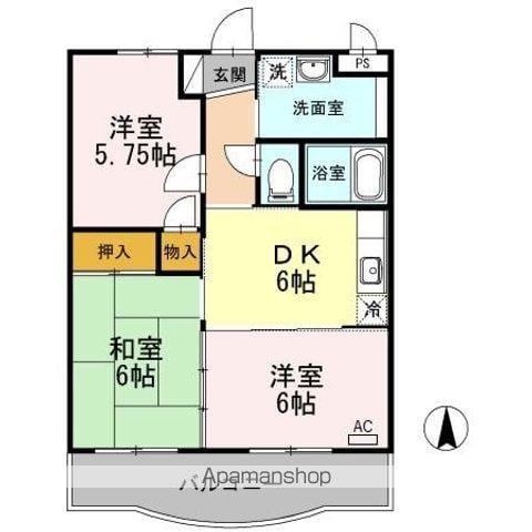 恵比寿ガーデンⅡ(3DK/1階)の間取り写真