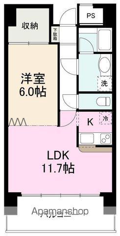 高松琴平電鉄長尾線 花園駅(高松) 徒歩4分 10階建 築23年(1LDK/6階)の間取り写真