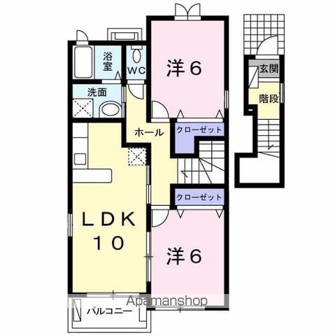 GRACEⅡΑ(2LDK/2階)の間取り写真