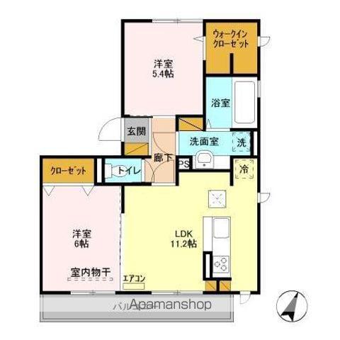 ヴィラージュA(2LDK/1階)の間取り写真