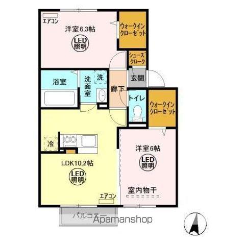グランマーレ E棟(2LDK/2階)の間取り写真