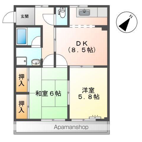 サンパレス尾崎(3DK/2階)の間取り写真