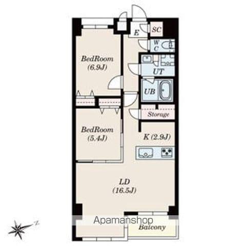 SーRESIDENCE神沢AFFORD12月契約限定キャンペー(2LDK/5階)の間取り写真