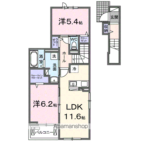 アッセンブル(2LDK/2階)の間取り写真