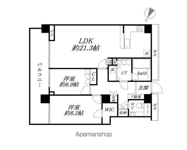 ザ・ヨコハマタワーズ タワーウエスト(2LDK/42階)の間取り写真