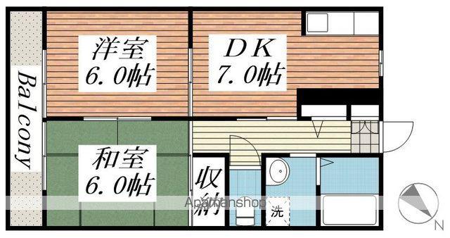 ハイツアキモト(2DK/1階)の間取り写真