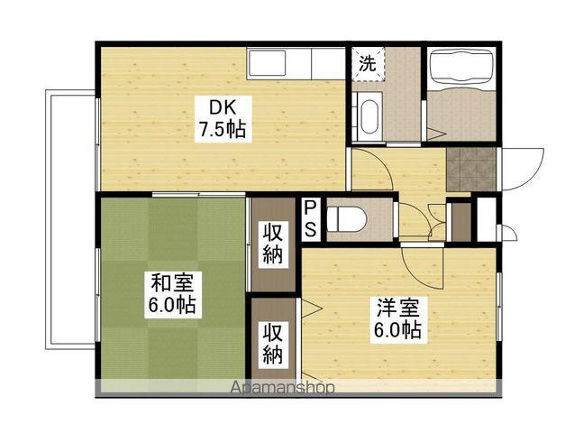 グリーンビレッジ山本B棟(2DK/1階)の間取り写真