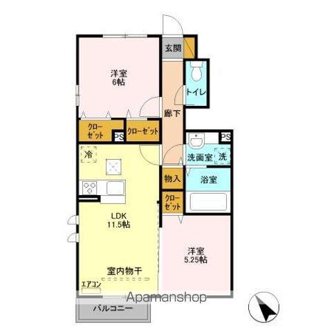 ルピナス(2LDK/1階)の間取り写真