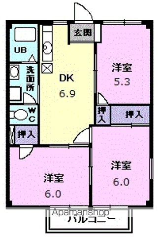 アクティブ河原A(3DK/2階)の間取り写真