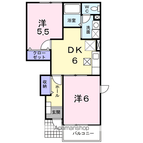 リーブラA(2DK/1階)の間取り写真