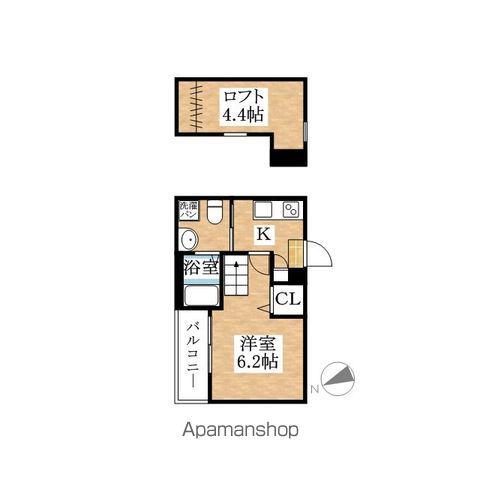 アロウ中小田井(1K/2階)の間取り写真