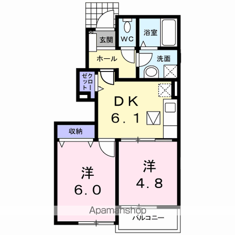 メゾンドシャルマンⅠ(2DK/1階)の間取り写真