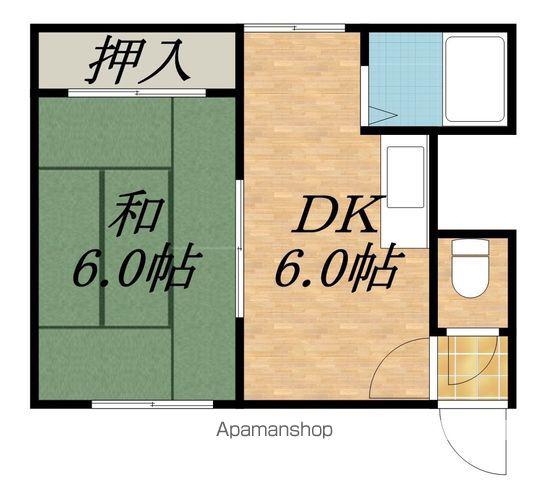 21条ビル(1DK/1階)の間取り写真