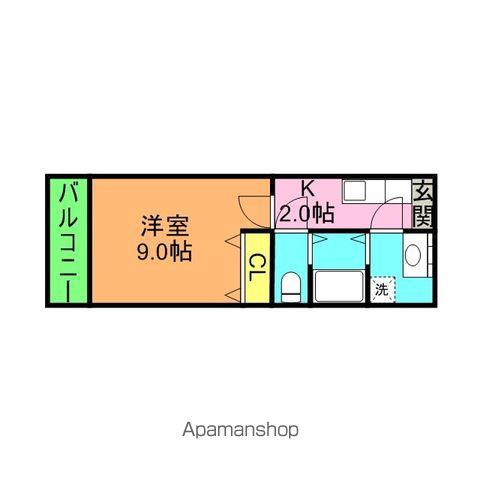 グリーン花水木Ⅲ(1K/3階)の間取り写真