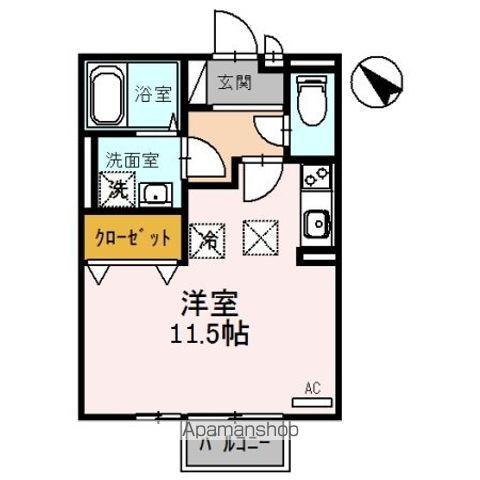 モナリエコート1(ワンルーム/1階)の間取り写真