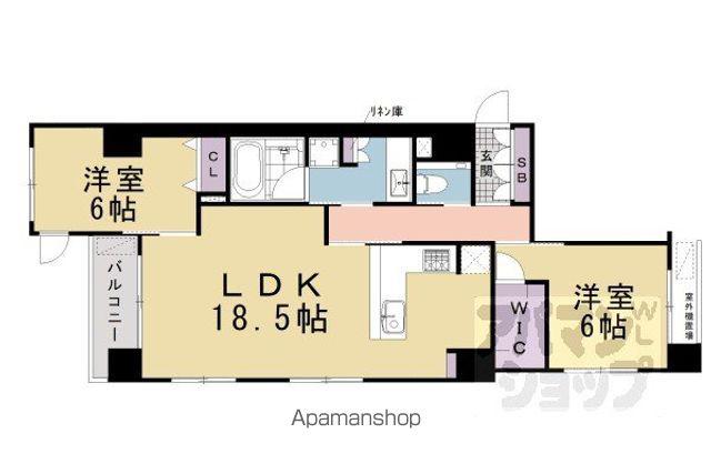 GRANLUXE御所南(2LDK/3階)の間取り写真