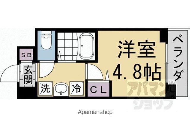 キャンパスヴィレッジ京都衣笠(1K/3階)の間取り写真