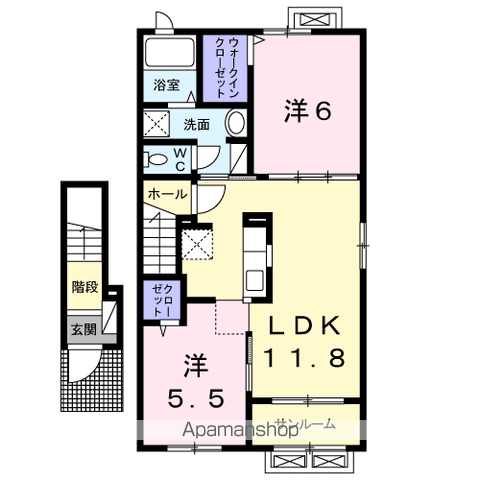東北本線 石鳥谷駅 徒歩12分 2階建 築11年(2LDK/2階)の間取り写真