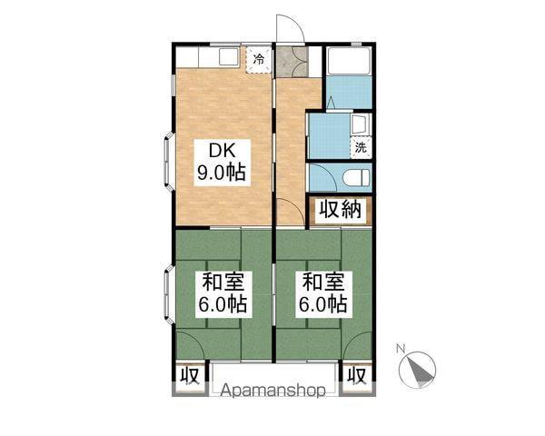 浜田コーポ2号棟(2DK/2階)の間取り写真