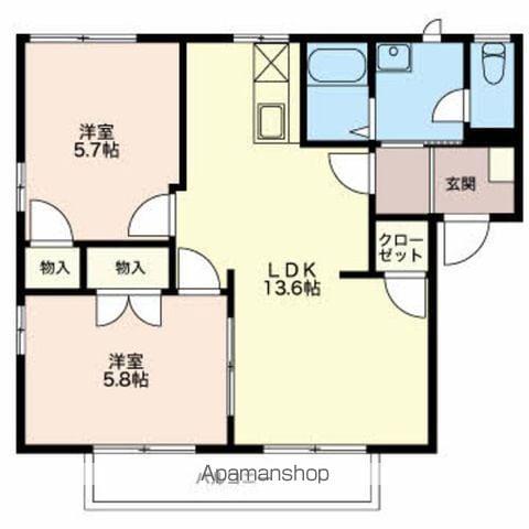 フレグランス穂高A(2LDK/1階)の間取り写真