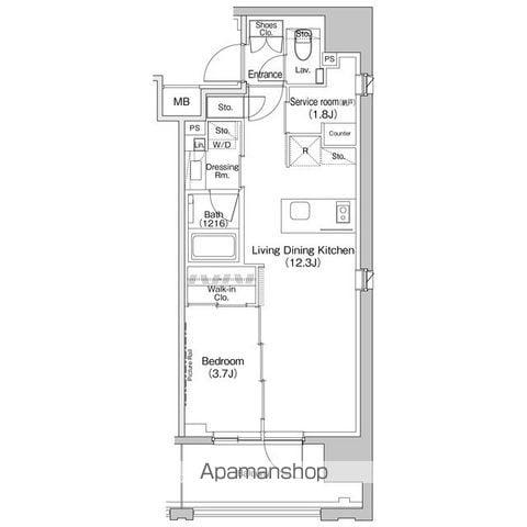 ザ・パークハビオ上北沢(1SLDK/12階)の間取り写真
