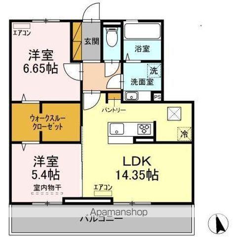 L.シャルル(2LDK/1階)の間取り写真