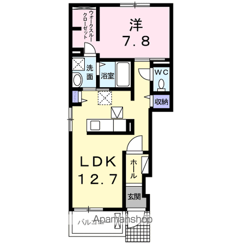 カーサ・グラースⅡ(1LDK/1階)の間取り写真