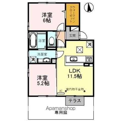 オモイデーナS(2LDK/1階)の間取り写真