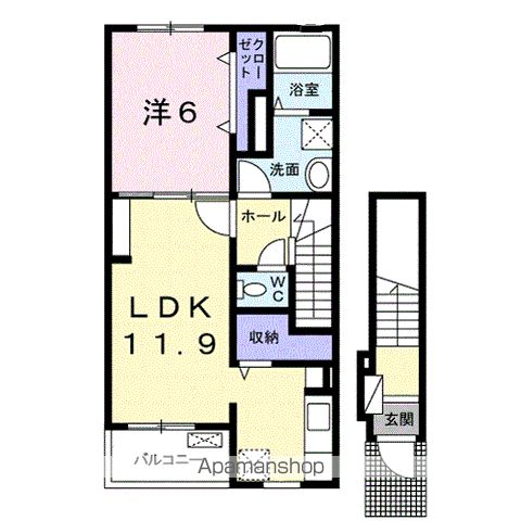 ルーベル柞原(1LDK/2階)の間取り写真
