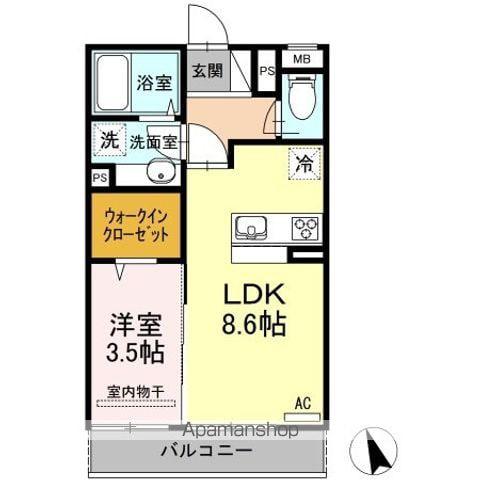 ラ・ヴォワ ラクテ(1LDK/3階)の間取り写真