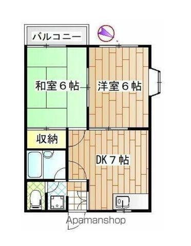 コンフォルト23(2DK/2階)の間取り写真