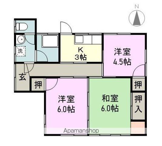 篠ノ井線 松本駅 バス乗車時間:15分 三才東バス停で下車 徒歩1分 1階建 築38年(3K)の間取り写真