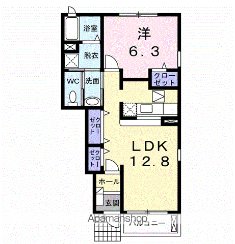 エスポワールヒルA(1LDK/1階)の間取り写真