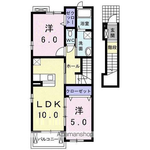アンシャンテ(2LDK/2階)の間取り写真
