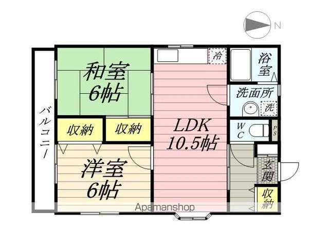 サンライズ西川(2LDK/2階)の間取り写真