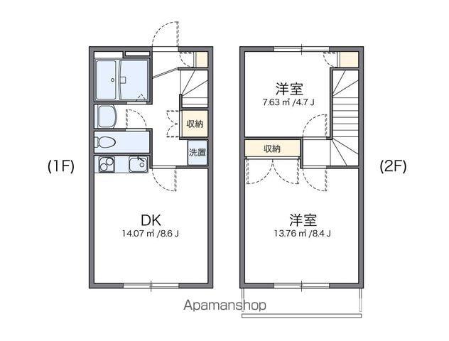 レオパレス神山(2DK/1階)の間取り写真