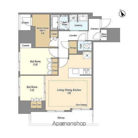 オアーゼ日暮里レジデンス(2SLDK/3階)の間取り写真